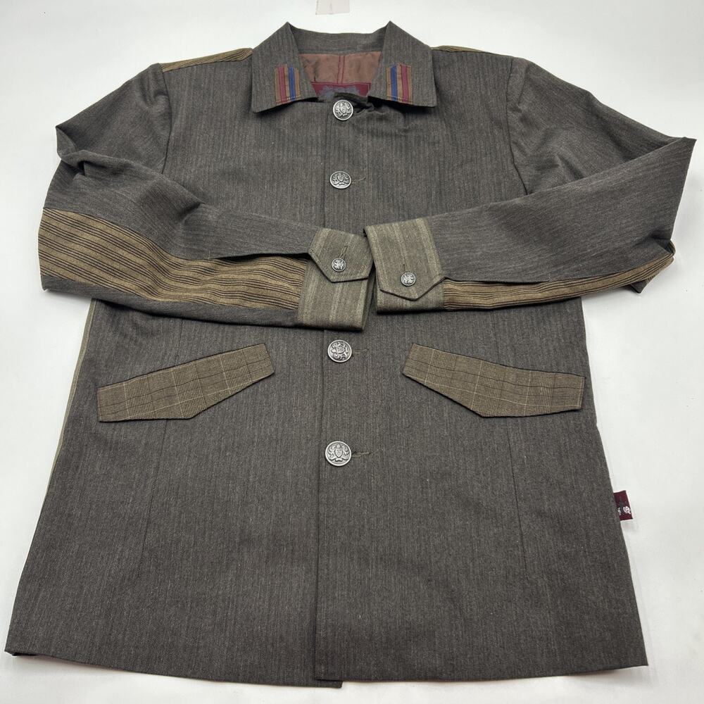 VINTAGE SQ Western Style Jacket Men’s Size MEDIUM Buttons Epaulets BROWN MULTI